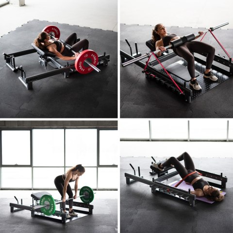 PHT25 PLATFORMA DO ĆWICZEŃ MIĘŚNI POŚLADKÓW HIP THRUST I MARTWEGO CIĄGU COMMERCIAL HMS