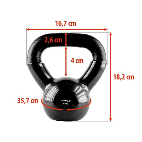 KNV06 BLACK KETTLEBELL ŻELIWNY POKRYTY WINYLEM HMS KNV06 BLACK KETTLEBELL ŻELIWNY POKRYTY WINYLEM HMS