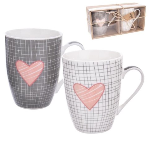 2 KUBKI PORCELANOWE DEKOR W SERCA DO KAWY HERBATY 2 KUBKI PORCELANOWE DEKOR W SERCA DO KAWY HERBATY