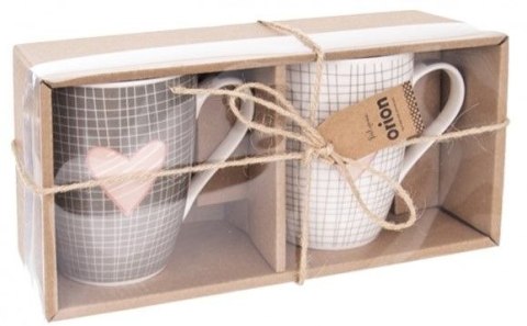 2 KUBKI PORCELANOWE DEKOR W SERCA DO KAWY HERBATY 2 KUBKI PORCELANOWE DEKOR W SERCA DO KAWY HERBATY
