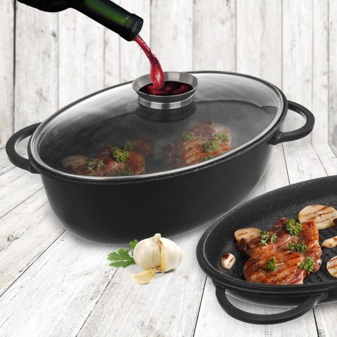 Brytfanna 3w1 granitowa / garnek z pokrywą patelnia grillowa 10 l GRANDE Brytfanna 3w1 granitowa / garnek z pokrywą patelnia grillowa 10 l GRANDE