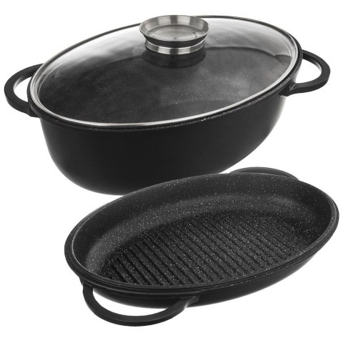 Brytfanna 3w1 granitowa / garnek z pokrywą patelnia grillowa 10 l GRANDE Brytfanna 3w1 granitowa / garnek z pokrywą patelnia grillowa 10 l GRANDE