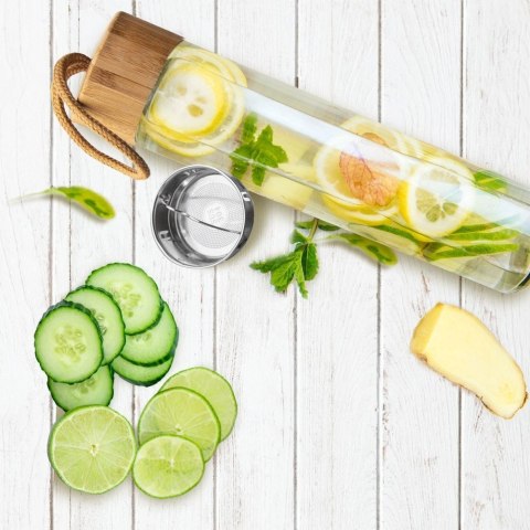 Butelka szklana z sitkiem stalowym bidon na wodę sok lemoniadę filtr na fusy owoce 450 ml Butelka szklana z sitkiem stalowym bidon na wodę sok lemoniadę filtr na fusy owoce 450 ml