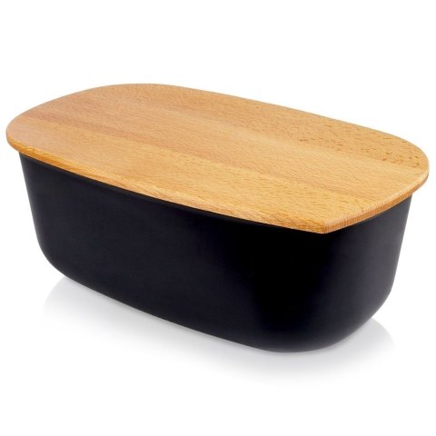 Chlebak pojemnik na pieczywo z drewnianą deską czarny 39x23,5x15,5 cm Chlebak pojemnik na pieczywo z drewnianą deską czarny 39x23,5x15,5 cm