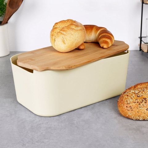 Chlebak z deską kremowy 33x18,5x12 cm Chlebak z deską kremowy 33x18,5x12 cm