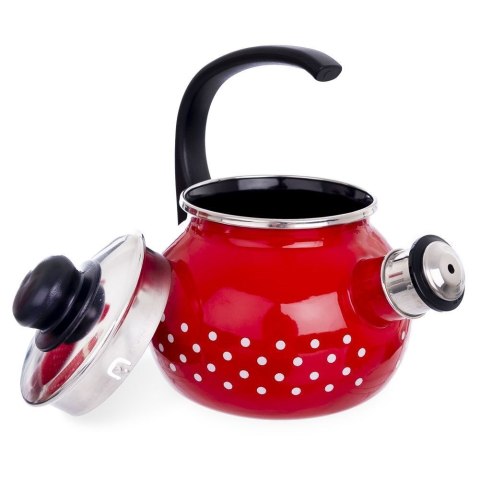 Czajnik emaliowany czerwony w grochy 1,75 l retro Czajnik emaliowany czerwony w grochy 1,75 l retro