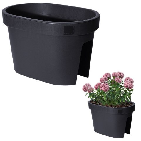 Doniczka na balustradę / skrzynka na rośliny zawieszana balkonowa czarna 39,5 cm Doniczka na balustradę / skrzynka na rośliny zawieszana balkonowa czarna 39,5 cm