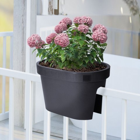 Doniczka na balustradę / skrzynka na rośliny zawieszana balkonowa czarna 39,5 cm Doniczka na balustradę / skrzynka na rośliny zawieszana balkonowa czarna 39,5 cm
