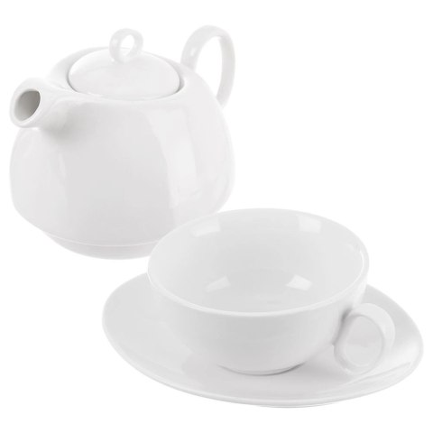 Dzbanek z filiżanką do herbaty porcelanowy biały MONA 3 el. Dzbanek z filiżanką do herbaty porcelanowy biały MONA 3 el.