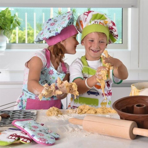 Fartuch kuchenny rękawica czapka dla dzieci auta zestaw kucharza dziecięcy 3 elementy Fartuch kuchenny rękawica czapka dla dzieci auta zestaw kucharza dziecięcy 3 elementy