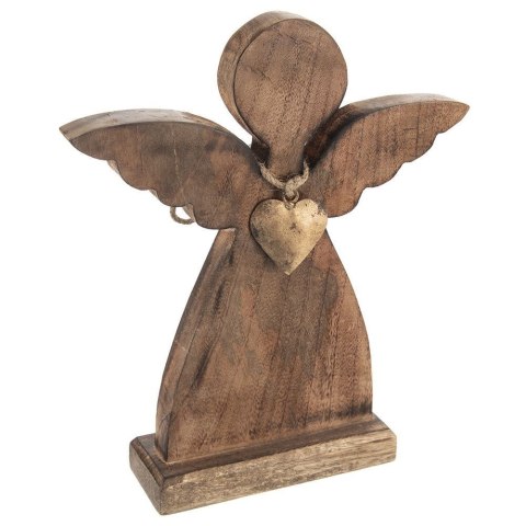 Figurka anioła drewniana z metalowym złotym sercem 27x30 cm Figurka anioła drewniana z metalowym złotym sercem 27x30 cm