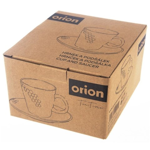 Filiżanka ze Spodkiem do Kawy Ceramiczna Czarna Dekoracyjna ORION 235 ml Filiżanka ze Spodkiem do Kawy Ceramiczna Czarna Dekoracyjna ORION 235 ml