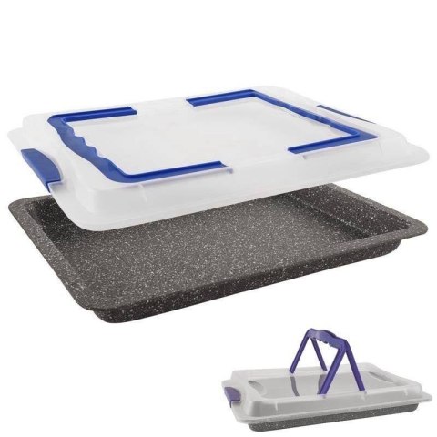Forma do pieczenia ciasta z pokrywą blacha granitowa pokrywką i uchwytem GRANDE 43x29x7 cm Forma do pieczenia ciasta z pokrywą blacha granitowa pokrywką i uchwytem GRANDE 43x29x7 cm