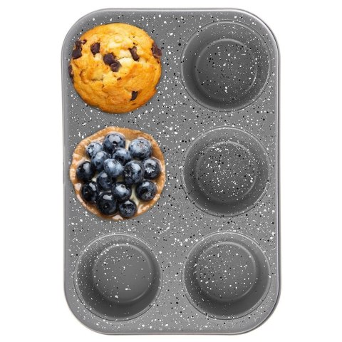 Forma do pieczenia dużych muffinek granitowa 6 szt. babeczek GRANDE 32x22 cm Forma do pieczenia dużych muffinek granitowa 6 szt. babeczek GRANDE 32x22 cm