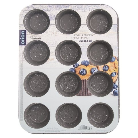 Forma do pieczenia muffinek na muffinki babeczki granitowa GRANDE na 12 szt 35x26 cm Forma do pieczenia muffinek na muffinki babeczki granitowa GRANDE na 12 szt 35x26 cm