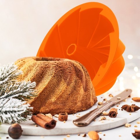 Forma silikonowa do pieczenia babki na babkę babka z kominem foremka kwiat 23,5 cm Forma silikonowa do pieczenia babki na babkę babka z kominem foremka kwiat 23,5 cm