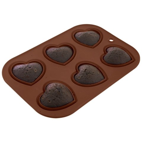 Forma silikonowa do pieczenia muffinek na muffinki babeczki serce na 6 sztuk Forma silikonowa do pieczenia muffinek na muffinki babeczki serce na 6 sztuk