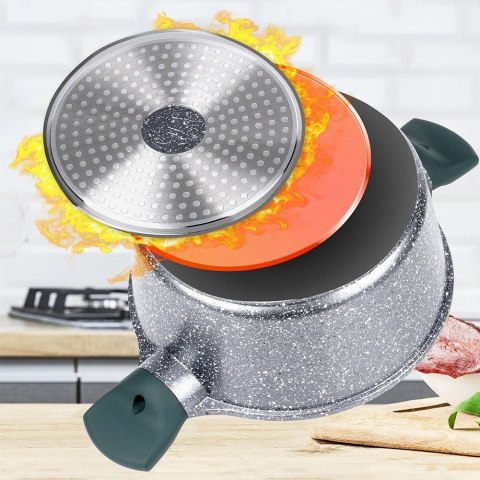 Garnek Granitowy z Pokrywką Gaz Indukcja NAVA 20 cm 2,4 L