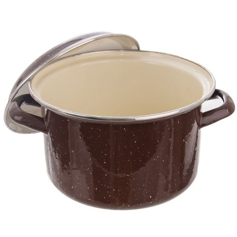 Garnek emaliowany brązowy 20 cm 3,2 l pokrywa gaz indukcja Garnek emaliowany brązowy 20 cm 3,2 l pokrywa gaz indukcja