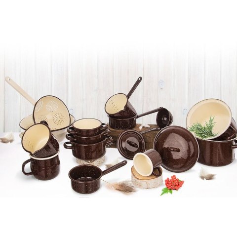 Garnek emaliowany brązowy 20 cm 3,2 l pokrywa gaz indukcja Garnek emaliowany brązowy 20 cm 3,2 l pokrywa gaz indukcja