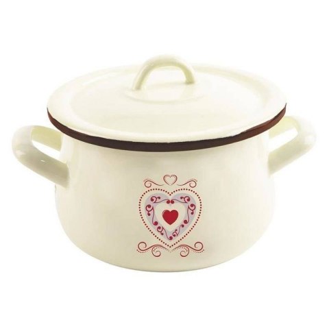 Garnek emaliowany serce 16 cm pokrywa gaz indukcja Garnek emaliowany serce 16 cm pokrywa gaz indukcja