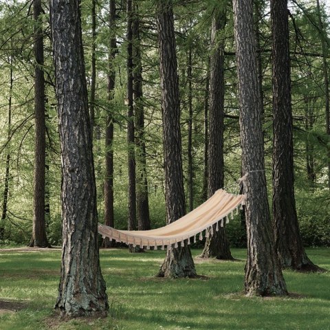 Hamak jednoosobowy beżowy XXL 200x100 cm Hamak jednoosobowy beżowy XXL 200x100 cm