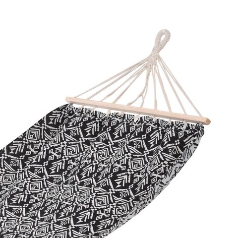Hamak jednoosobowy czarno-biały 200x80 cm Hamak jednoosobowy czarno-biały 200x80 cm