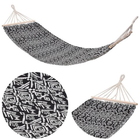 Hamak jednoosobowy czarno-biały 200x80 cm Hamak jednoosobowy czarno-biały 200x80 cm
