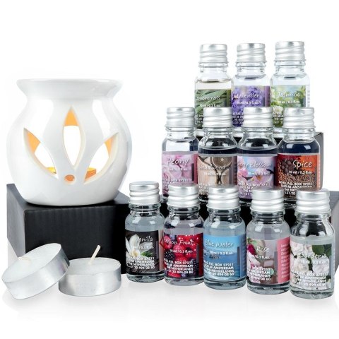 Kominek ceramiczny z olejkami zapachowymi i świecami tealight zestaw 15 szt. Kominek ceramiczny z olejkami zapachowymi i świecami tealight zestaw 15 szt.