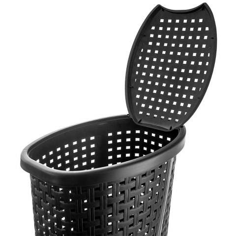Kosz na pranie z pokrywą wąski czarny 45 l 41x32x61 cm Kosz na pranie z pokrywą wąski czarny 45 l 41x32x61 cm