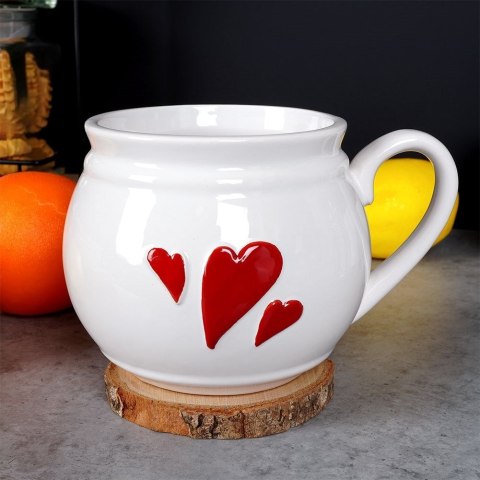 Kubek ceramiczny biały serce 800 ml Kubek ceramiczny biały serce 800 ml