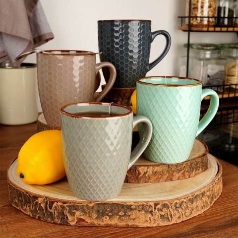 Kubek ceramiczny do picia kawy herbaty na prezent zestaw komplet kubków 4 sztuki 270 ml Kubek ceramiczny do picia kawy herbaty na prezent zestaw komplet kubków 4 sztuki 270 ml