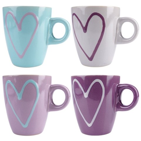 Kubek ceramiczny w serca zestaw komplet kubków do picia kawy herbaty 230 ml 4 sztuki Kubek ceramiczny w serca zestaw komplet kubków do picia kawy herbaty 230 ml 4 sztuki