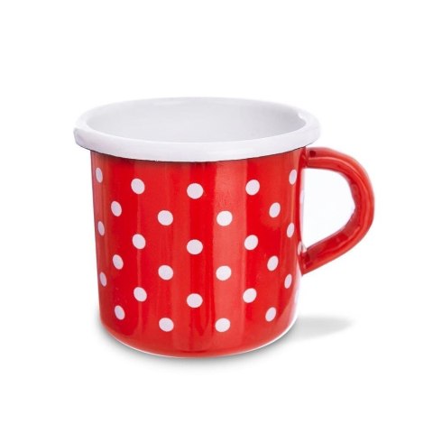 Kubek emaliowany retro 0,4 l czerwony w grochy Kubek emaliowany retro 0,4 l czerwony w grochy