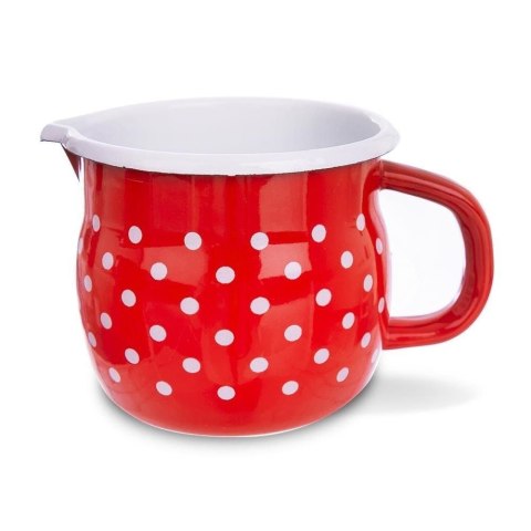 Kubek emaliowany retro 0,8 l czerwony w grochy Kubek emaliowany retro 0,8 l czerwony w grochy