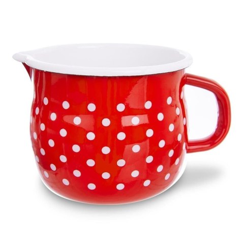 Kubek emaliowany retro 1,2 l czerwony w grochy Kubek emaliowany retro 1,2 l czerwony w grochy