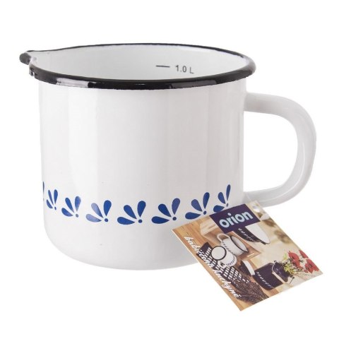 Kubek z miarką garnek emaliowany retro 12 cm 1,2 l Kubek z miarką garnek emaliowany retro 12 cm 1,2 l