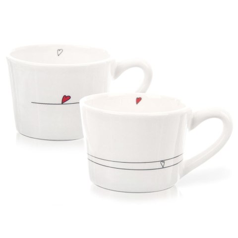 Kubki / filiżanki z uchem ceramiczne białe SERDUSZKA zestaw 2 szt. 200 ml Kubki / filiżanki z uchem ceramiczne białe SERDUSZKA zestaw 2 szt. 200 ml