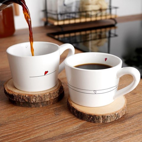 Kubki / filiżanki z uchem ceramiczne białe SERDUSZKA zestaw 2 szt. 200 ml Kubki / filiżanki z uchem ceramiczne białe SERDUSZKA zestaw 2 szt. 200 ml