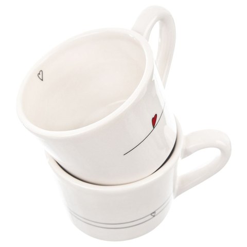 Kubki / filiżanki z uchem ceramiczne białe SERDUSZKA zestaw 2 szt. 200 ml Kubki / filiżanki z uchem ceramiczne białe SERDUSZKA zestaw 2 szt. 200 ml