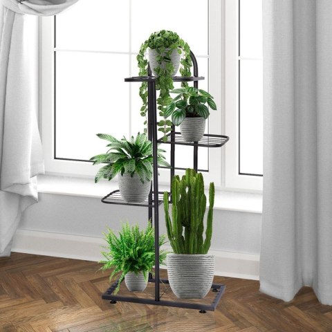 Kwietnik 4-poziomowy na doniczki metalowy czarny 80 cm Kwietnik 4-poziomowy na doniczki metalowy czarny 80 cm