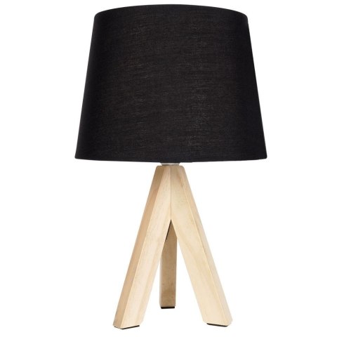 Lampa stołowa z kloszem abażurem lampka nocna czarna drewniana 30x14cm Lampa stołowa z kloszem abażurem lampka nocna czarna drewniana 30x14cm