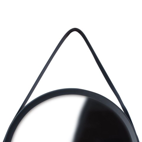 Lustro ścienne okrągłe na pasku do zawieszenia w czarnej ramie czarne 52 cm Lustro ścienne okrągłe na pasku do zawieszenia w czarnej ramie czarne 52 cm