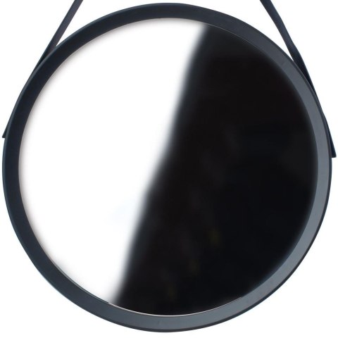 Lustro ścienne okrągłe na pasku do zawieszenia w czarnej ramie czarne 52 cm Lustro ścienne okrągłe na pasku do zawieszenia w czarnej ramie czarne 52 cm