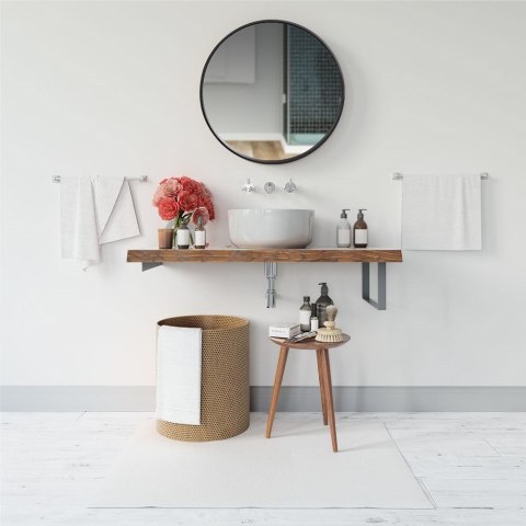 Lustro w czarnej drewnianej ramie okrągłe ścienne łazienkowe do salonu czarne 50 cm Lustro w czarnej drewnianej ramie okrągłe ścienne łazienkowe do salonu czarne 50 cm