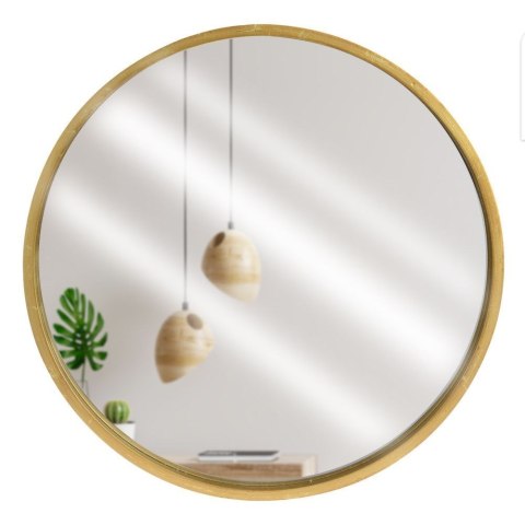 Lustro w złotej drewnianej ramie okrągłe ścienne złote łazienkowe do salonu 40 cm Lustro w złotej drewnianej ramie okrągłe ścienne złote łazienkowe do salonu 40 cm