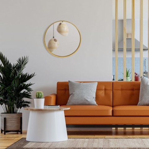 Lustro w złotej drewnianej ramie okrągłe ścienne złote łazienkowe do salonu 50 cm Lustro w złotej drewnianej ramie okrągłe ścienne złote łazienkowe do salonu 50 cm