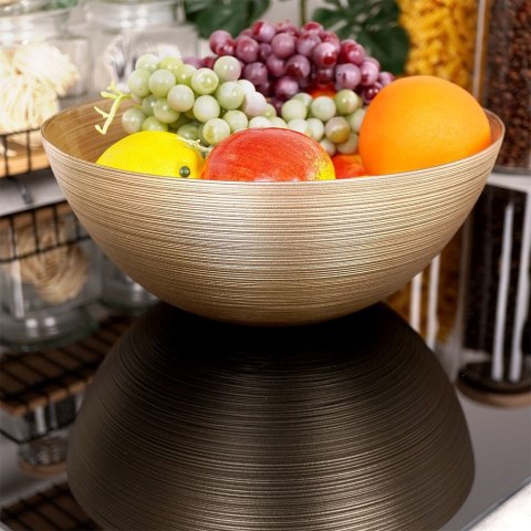 Miska misa szklana do sałatek złota okrągła 28 cm 3,6 l Miska misa szklana do sałatek złota okrągła 28 cm 3,6 l