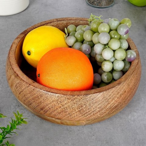 Miska na suszone owoce do serwowania przekąsek sałatek drewniana 18,5 cm 900 ml Miska na suszone owoce do serwowania przekąsek sałatek drewniana 18,5 cm 900 ml