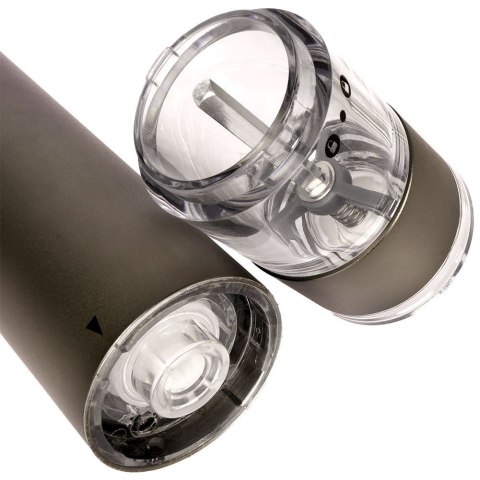 Młynek do mielenia pieprzu soli przypraw elektryczny automatyczny aluminiowy 22,5 cm Młynek do mielenia pieprzu soli przypraw elektryczny automatyczny aluminiowy 22,5 cm